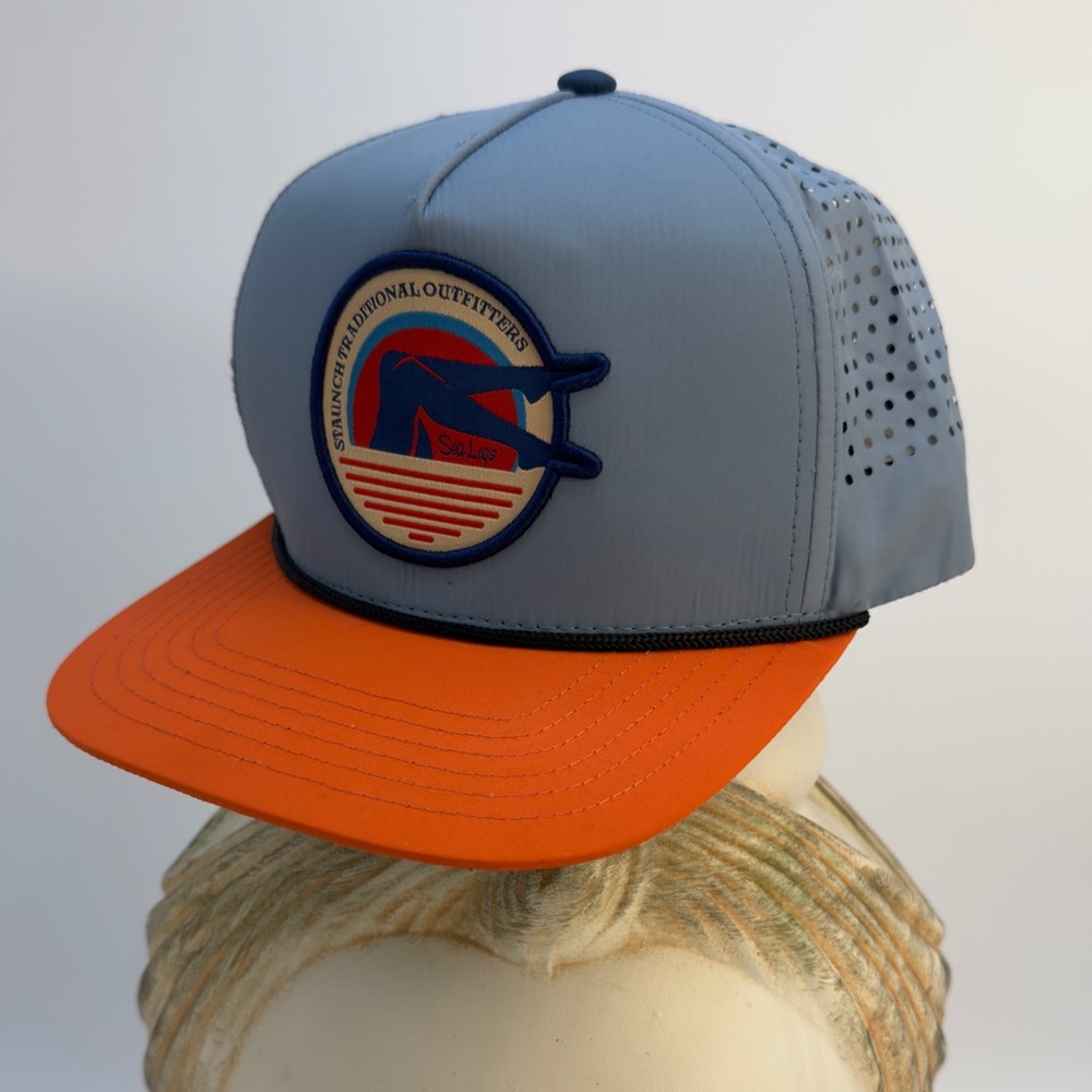 Staunch Traditional Outfitters Snapback Hat with Blue and White Design sea legs